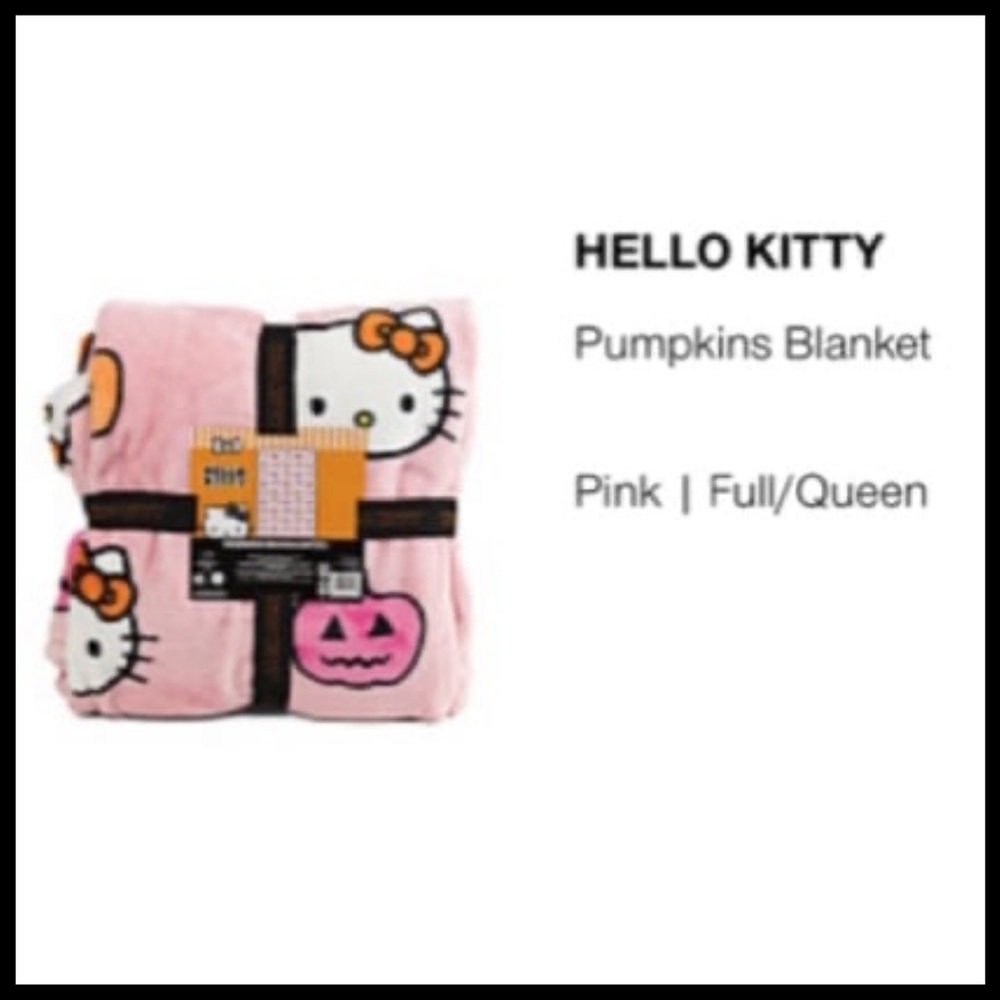 Hello Kitty Pumpkins Halloween Blanket  ~NEW~  Full/Queen - Picture 6 of 8